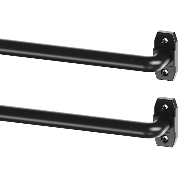 2 Pack Black Sash Curtain Rod Adjustable 18-32 Inch, 5/8 In. Diameter, French Door Curtain Rods