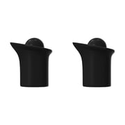 2-Pack Black Silicone Stoppers - Leak-Proof Champagne Savers, Airtight Seal Preservers for Sparkling & Beverage Bottles