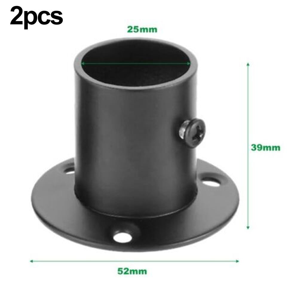 2-Pack Black Stainless Steel Wardrobe Bracket Flange Rail Rod Pole ...