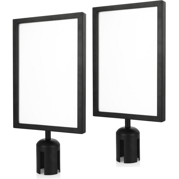 2 Pack Black Stanchion Sign Holder Frame, Double Sided Sign Frame with ...