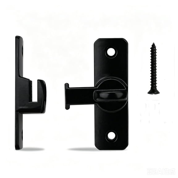 2 Pack Black Swivel Door Catch Latch, Rotating Thumb Turn Buckle With Mounting Screws, Hardware Kit for Cabinet Sliding Door Pet Cage Window Home Use Gift
