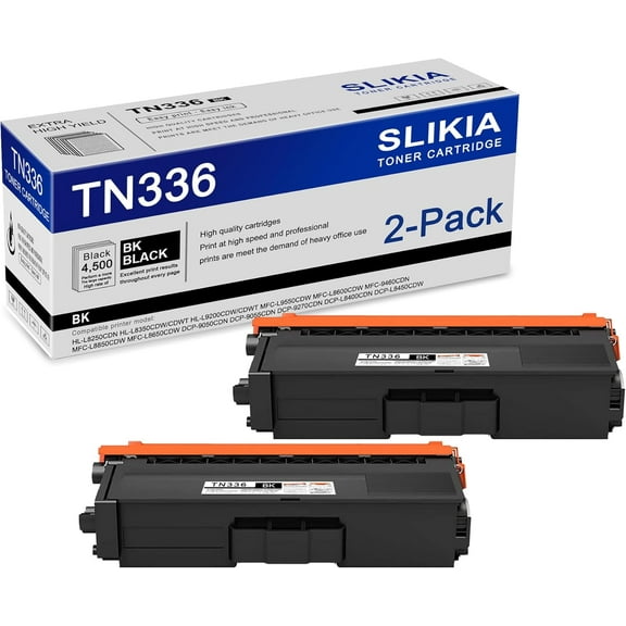 2-Pack Black TN336 Toner Cartridge: Compatible TN336 TN-336 Replacement for Brother HL-L8250CDN L8350CDW/CDWT MFC-L8600CDW 9460CDN L8850CDW L8650CDW DCP-9050CDN 9055CDN 9270CDN L8400CDN Printer