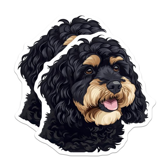 (2 Pack) Black Tan Cockapoo Magnets - Cute Dog Breed Art - Dog Mom Owner Decor - Refrigerator Accessories - 5 Inches On Longest Side - Thick Durable Magnet - Made in USA