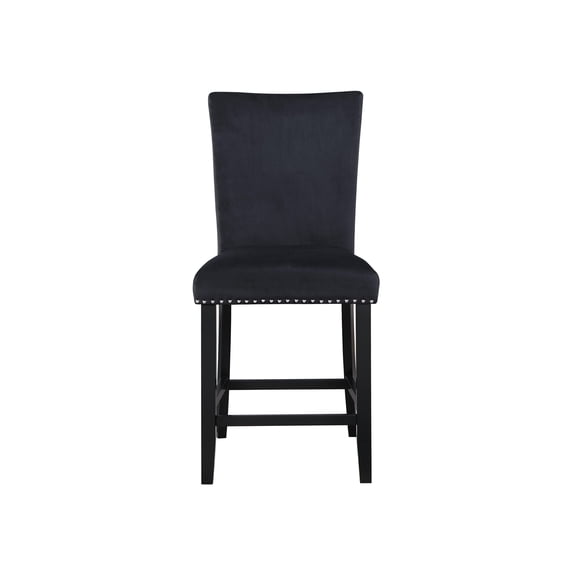2-Pack Black Velvet Bar Stools with Solid Wood Frame, Transitional Style Counter Height Seating