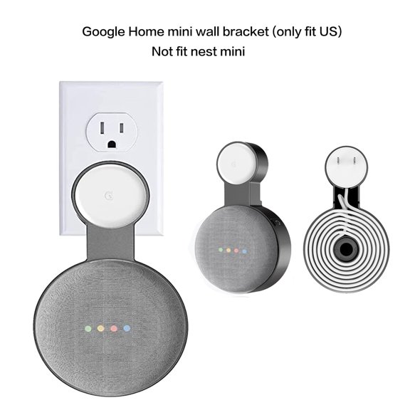 2 Pack,Black,Wall Mount For Google Home Mini (1nd Gen) Bracket Holder,Space-Saving,Perfect Cord Management,No Messy Wires Or Screws,Sturdy Voice Assistant Wall Mount,Only applicable to the US version