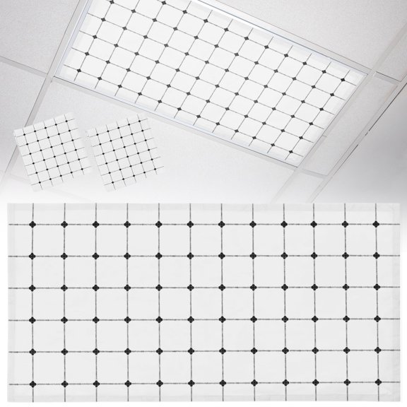 2 Pack Black White Checkered Fluorescent Light Covers for Ceiling Lights Modern Minimalist Geometric Grid Lines Plaid Magnetic Ceiling Light Covers Overhead Light Filters for Office Classroom Home