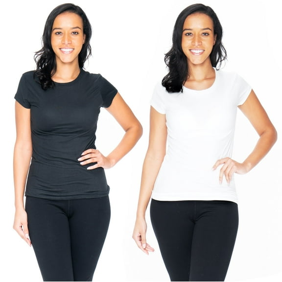 2 Pack Black & White Solid Crew-Neck T-Shirt from Emprella