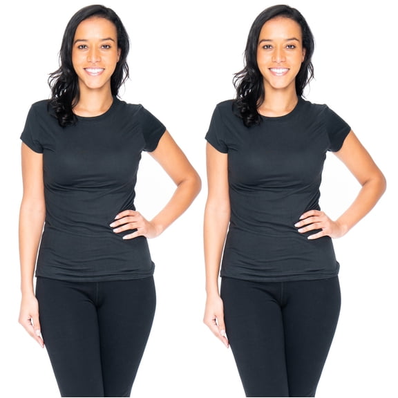 2 Pack Black & White Solid Crew-Neck T-Shirt from Emprella