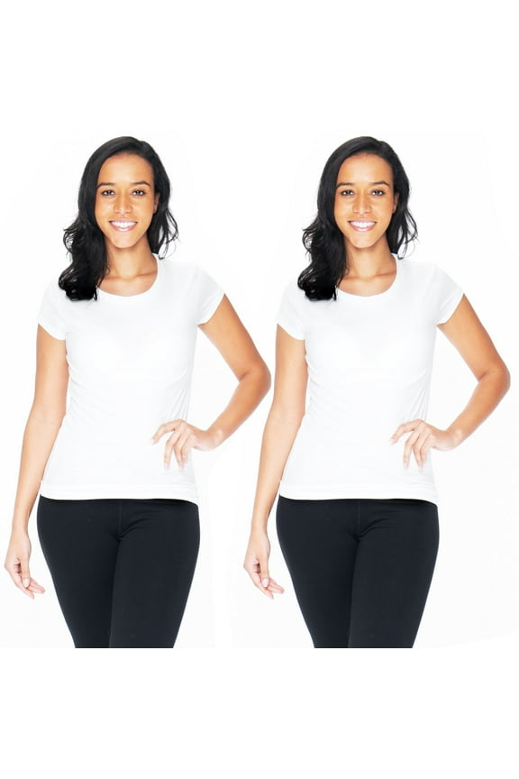 2 Pack Black & White Solid Crew-Neck T-Shirt from Emprella