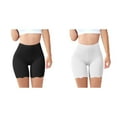 thumbnail image 1 of 2 Pack(Black & White) Summer Thin Ice Silk Woman's Shorts Yoga Anti Light Pants Wave Plus Size Workout Tights for Women 3X Three Point Leggings Comfortable Jean, 1 of 4