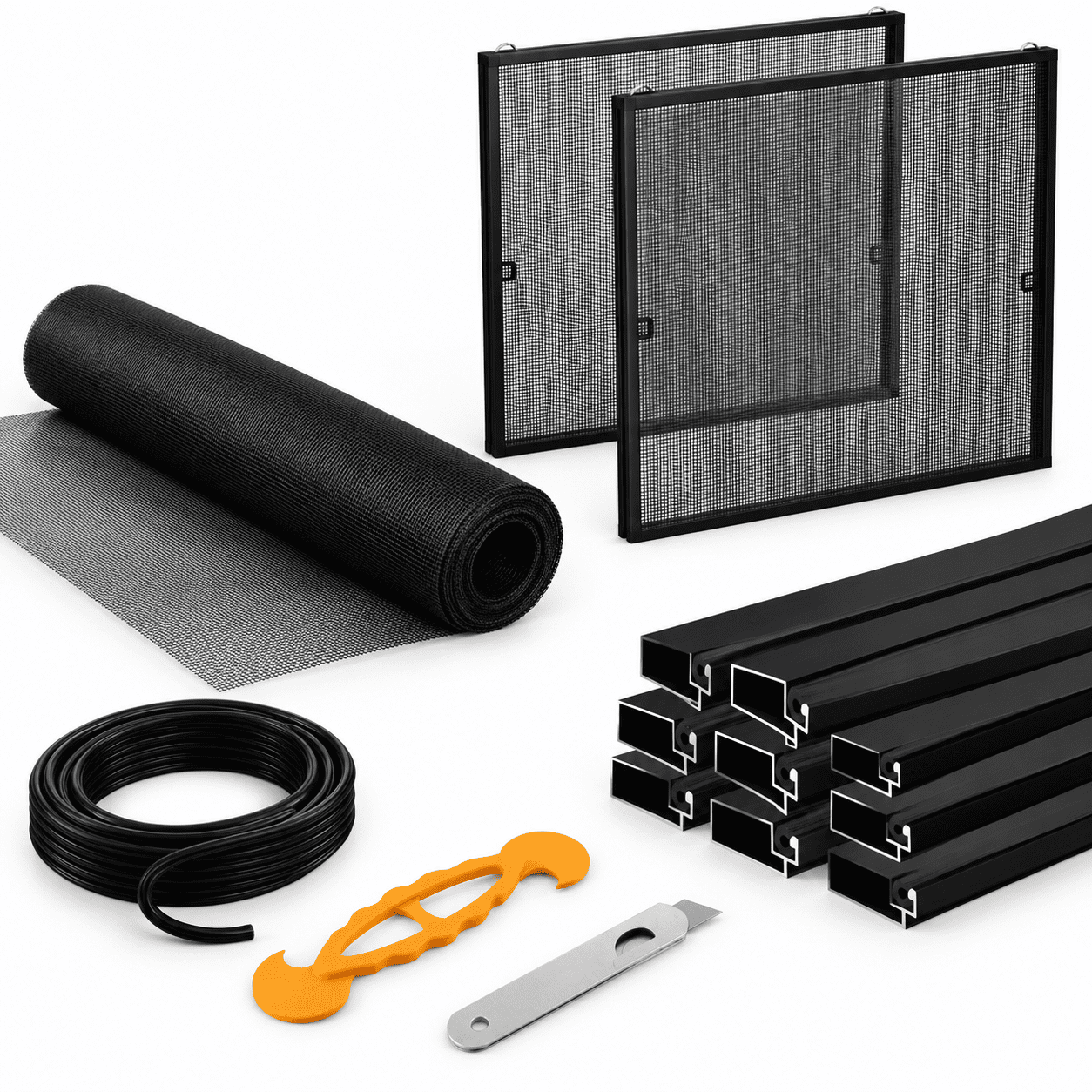 2 Pack Black Window Screen Frame Kit With Aluminum Frames Up To 46" X ...