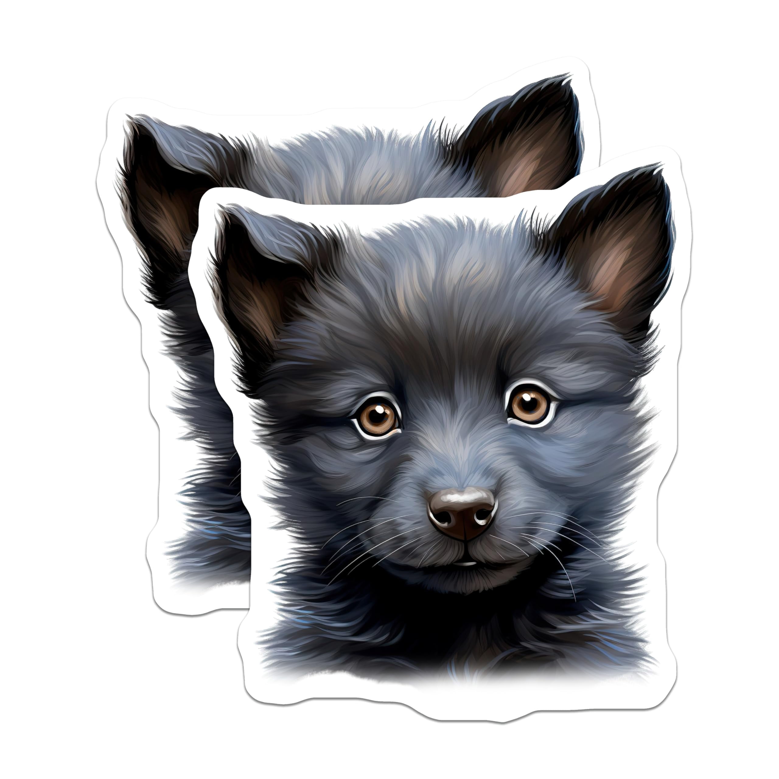 Wolf Mini Sticker (2 Pack) Black Wolf Pup Stickers - Adorable Wolf Cub Decals - Wild ...