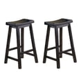 thumbnail image 1 of 2-Pack Black Wood Bar Stools with Saddle Seat for Counter Height Dining Table, 1 of 7
