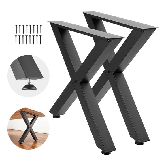 2 Pack Black X-Frame Steel Table Legs, 29.5"31.1" Heavy Duty Support Legs 2204 LBS Capacity