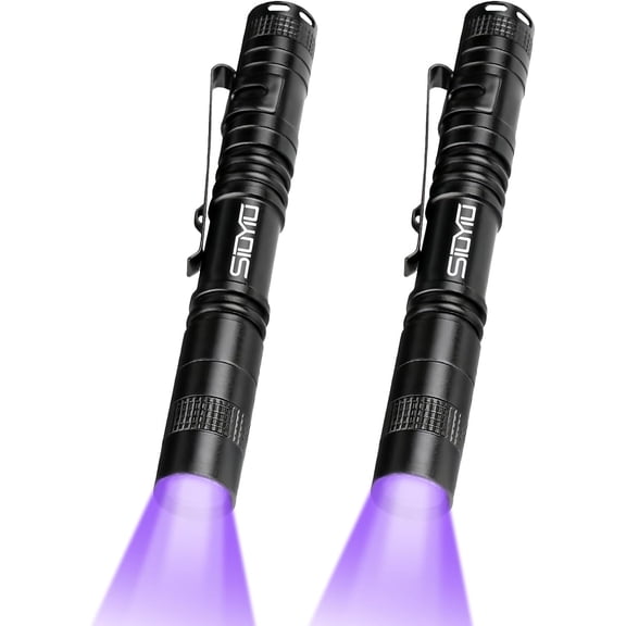2 Pack Blacklight Flashlights, Black Light with Clip, Small Black Light, LED Pen Light - Detects Pet Urine, Bathroom Stains, and Verifies Currency & IDs