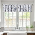 thumbnail image 1 of 2 Pack Blackout Window Valance, 18 Inches Long Kitchen Window Curtains Over Sink Rod Pocket Pattern Valance for Bathroom Bedroom Living Room, Blue & Grey, 1 of 6
