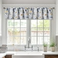 thumbnail image 1 of 2 Pack Blackout Window Valance, 18 Inches Long Kitchen Window Curtains Over Sink Rod Pocket Pattern Valance for Bathroom Bedroom Living Room, Yellow & Grey, 1 of 6