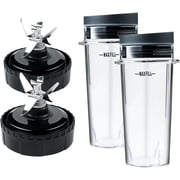 2 Pack Blade Assembly 6 Fins Blender and 2 Single Serve 16 oz Cups Replacement Parts Compatible with Nutri Ninja BL770 BL771 BL772 BL740 BL780 BL660 BL663 Professional Smoothie Blender (3.35 inch)