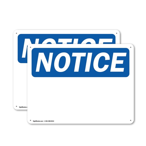 (2 Pack) Blank Write-On OSHA Notice Sign 24 Inch X 18 Inch Plastic Sign, Weather Resistant, UV Protected for Workplace, Business, and Construction Site, Made in the USA