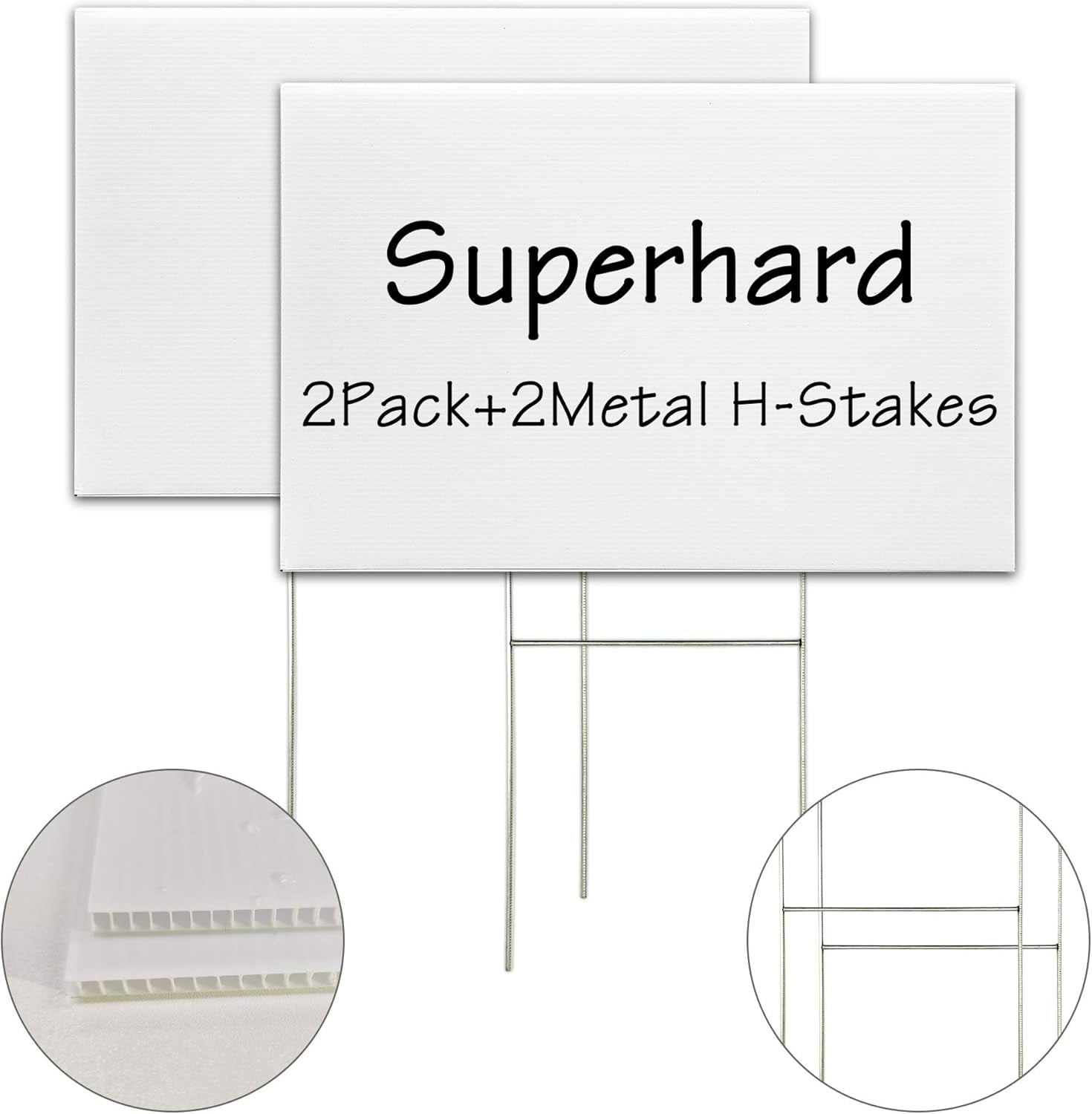 2-Pack Blank Yard Signs with Stakes , 18x12 Inch White Plastic Lawn ...