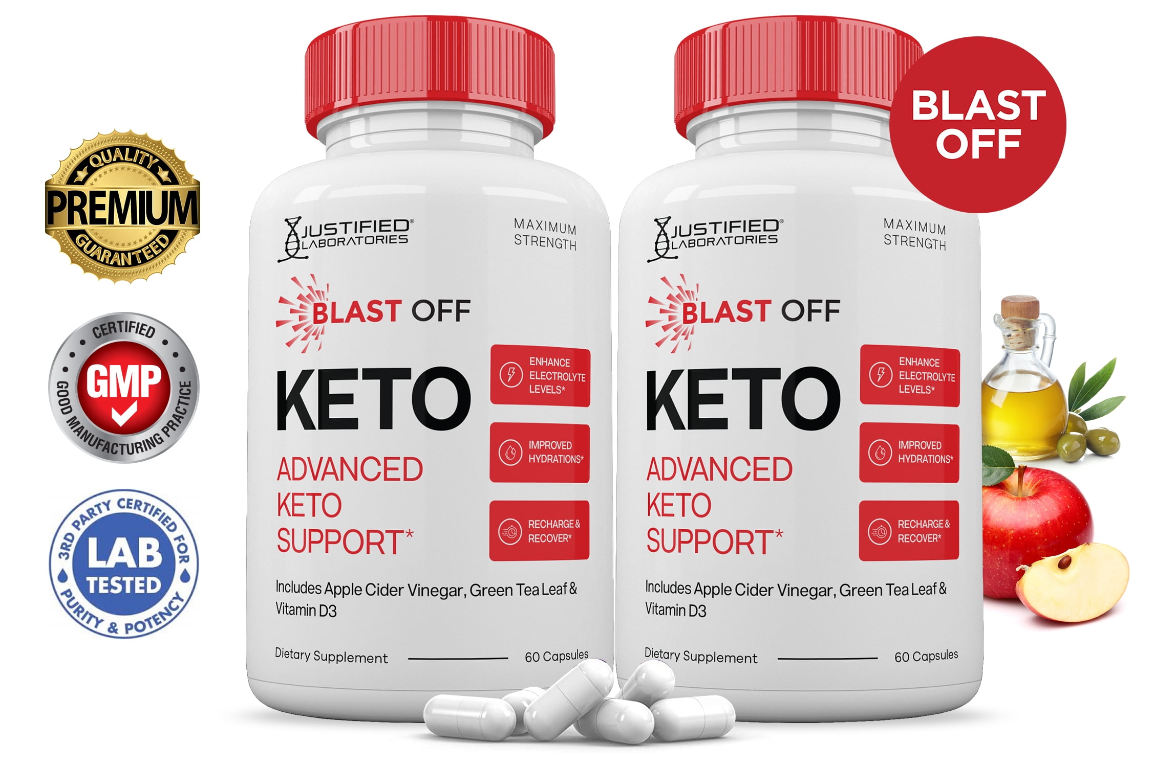 (2 Pack) Blast Off Keto ACV Pills 1275mg Alternative to Gummies Dietary