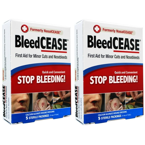 2 Pack - BleedCease Stop Bleeding First Aid, Cuts & Nosebleeds, Sterile, 5 Ct Each