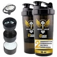 thumbnail image 1 of Protein Shaker 16 oz Black Blender Bottle with Powder Compartment 2 Count, 1 of 6