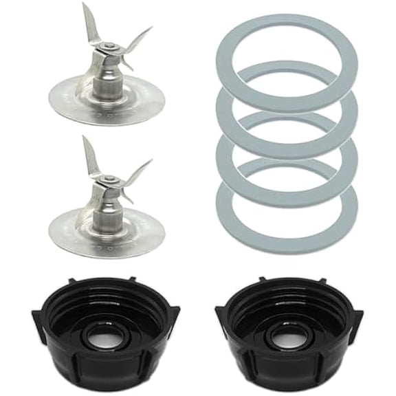 2 Pack of Blender Replacement Parts Blender Ice Crusher Blade with 2 Jar Base Cap and 4 Rubber O Ring Sealing Ring Gasket for izer Blender Blade Parts Compatible with Oster