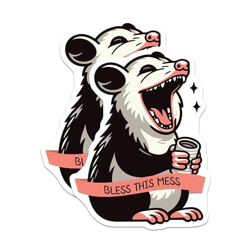 (2 Pack) Bless This Mess Magnets - Funny Possum Kitchen Decor - Animal Design Fridge Magnets - 5" On Longest Side - for Cars, Fridges, Toolboxes - Made in USA - MAG6212