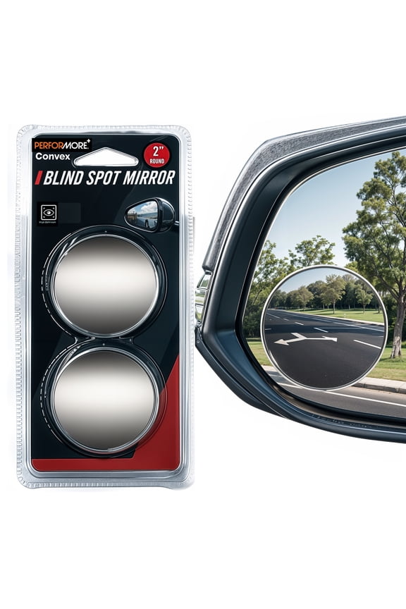 2 Pack of Blind Spot Car Mirrors, 2 Inch Round HD Glass Convex Rear View Wide Angle Side Mirror Blindspot with Self Adhesive Back for Universal Vehicles