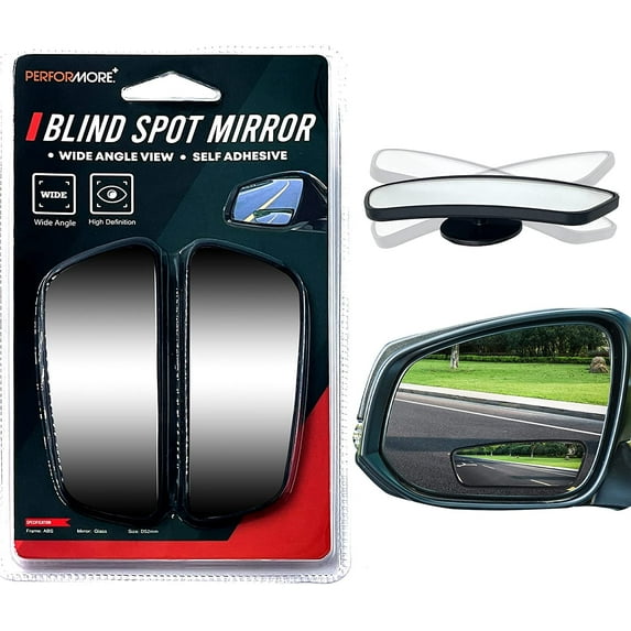2 Pack of Blind Spot Car Mirrors, 3.5 X 1.25 Inches Adjustable Rectangular HD Glass Convex Rear View Wide Angle Side Mirror Blindspot with Self Adhesive Back for Universal Vehicles