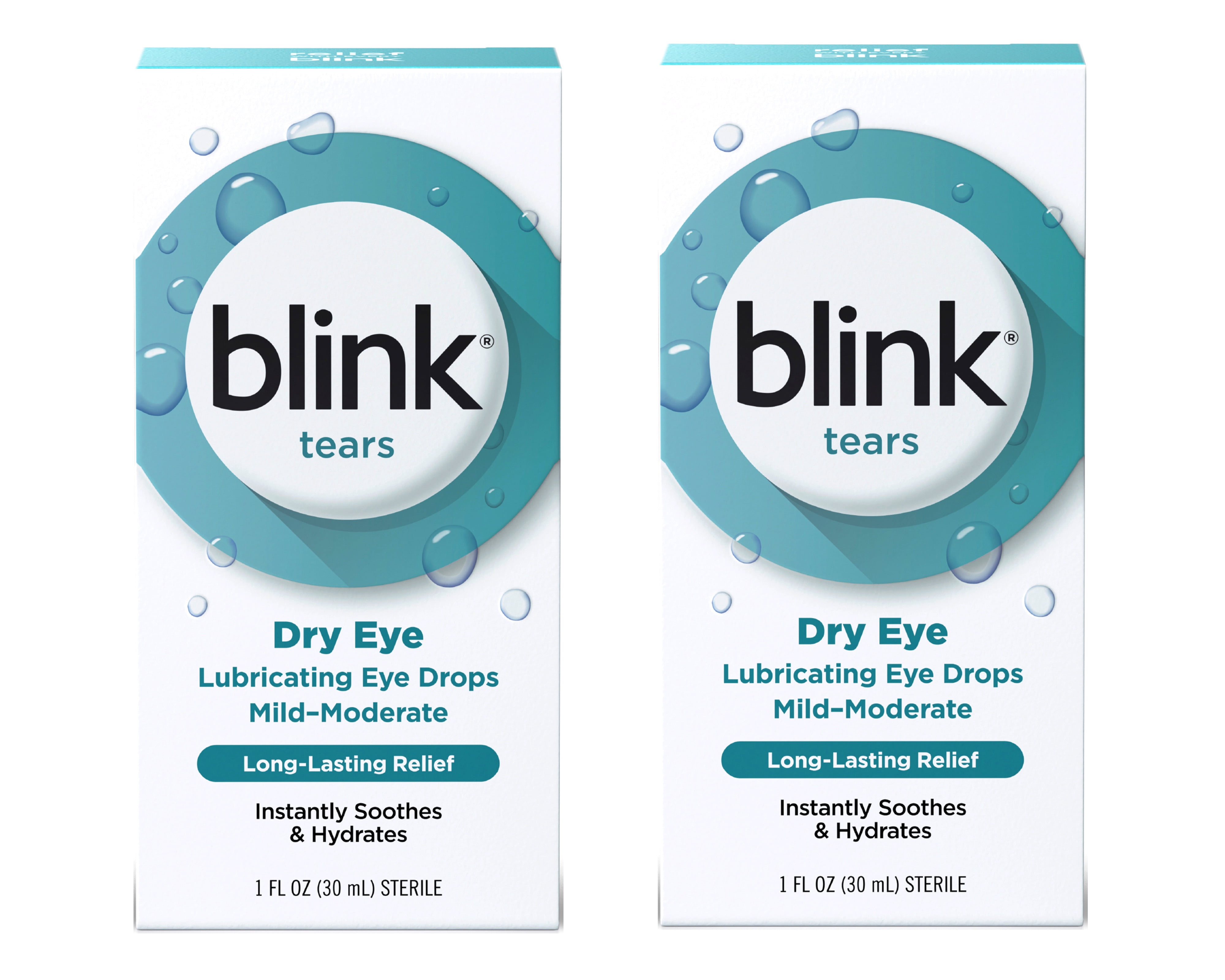 2 Pack - Blink Tears Lubricating Eye Drops – Long-Lasting Hydration for Mild to Moderate Dry Eyes, Moisturizes & Soothes with Hyaluronate, 1 Fl Oz