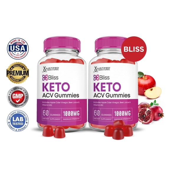 (2 Pack) Bliss Keto ACV Gummies 1000MG Dietary Supplement 120 Gummys