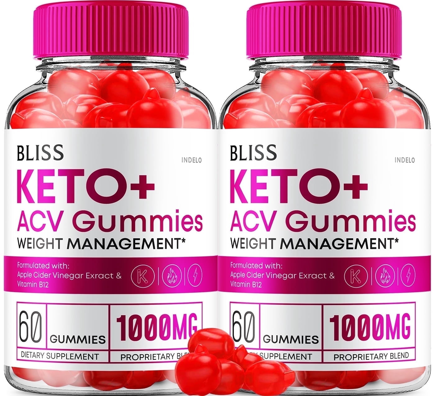 (2 Pack) Bliss Keto ACV Gummies Advanced Weight Loss, Bliss Keto Gummies, Keto+ ACV Apple Cider Vinegar Folate Vitamin Supplement, Blissketo Keto+ACV 1000MG Folic Acid (120 Gummies)