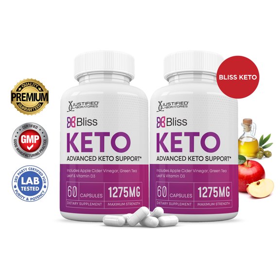 (2 Pack) Bliss Keto ACV Pills 1275mg Alternative to Gummies Dietary Supplement 120 Capsules