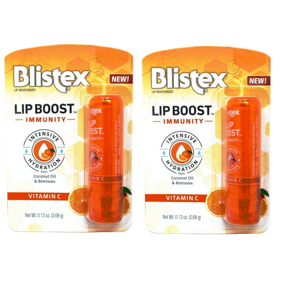 2 Pack - Blistex Lip Boost Immunity, Lip Balm, Intensive Hydration, Vitamin C, Coconut Oil & Beeswax, Moisturizer 0.13 oz