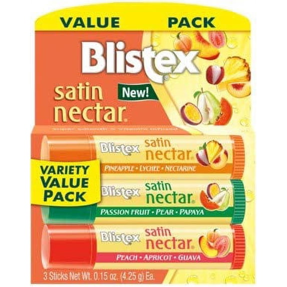 2 Pack Blistex Satin Nectar Lip Moisturizer Variety Value Pack 0.15 Ounce Each