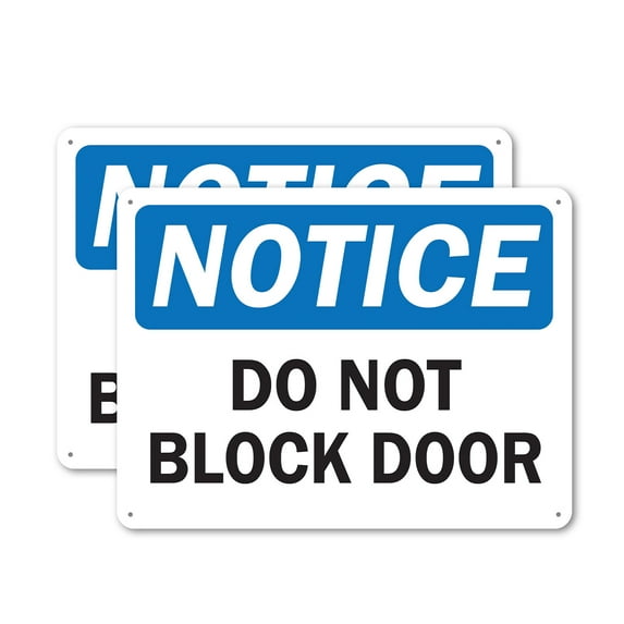 (2 Pack) Do Not Block Door OSHA Notice Sign 24 Inch X 18 Inch Indoor / Outdoor Rust-Free Aluminum Metal Signs for Workplace, Workshop, and Construction Site, Made in the USA