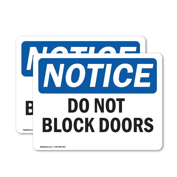 (2 Pack) Do Not Block Doors OSHA Notice Sign 10 Inch X 7 Inch Vinyl Label Decal Sticker Weather Resistant, UV Protected for Workplace, Business, and Construction Site, Made in the USA