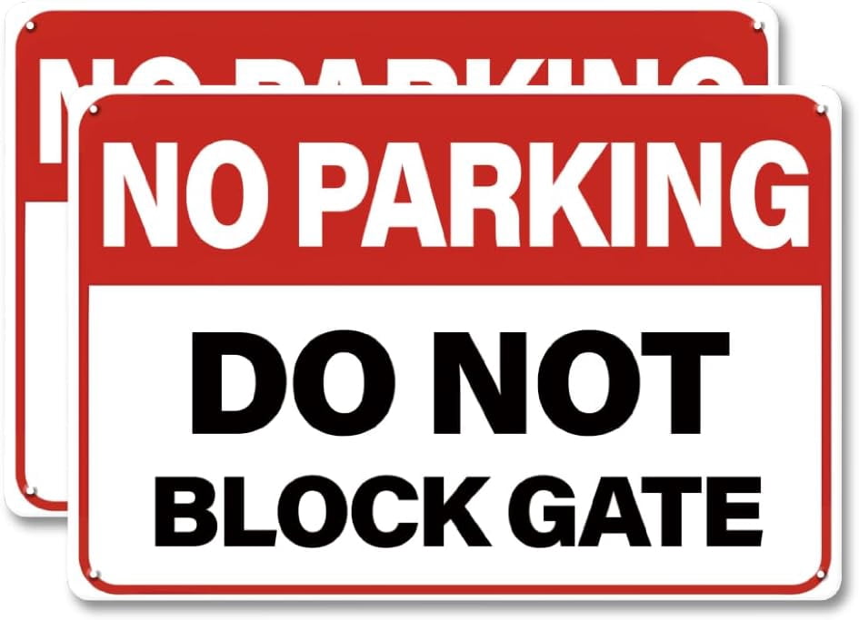 2 Pack Do Not Block Gate Sign, No Parking Sign for outside, 12 x 8 inch ...