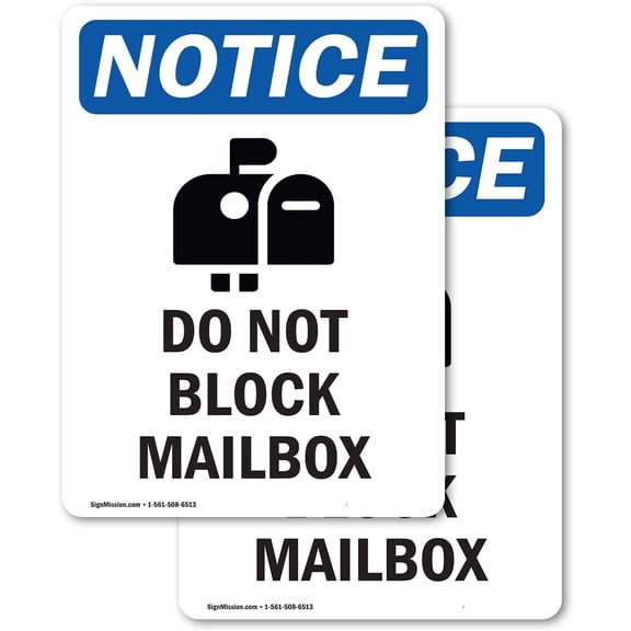 (2 Pack) Do Not Block Mailbox Sign Symbol OSHA Notice Sign 12 Inch X 8 Inch Metal Label Metal Weather Resistant, UV Protected for Workplace, Business, Construction Site
