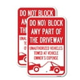 thumbnail image 1 of (2 Pack) Do Not Block ANY Part of the Driveway Unauthorized Vehicles Towed at Owner Expense with Graphic | 18" X 24" Heavy-Gauge Aluminum Sign | Rust Free Aluminum, Weather Resistant,, 1 of 4