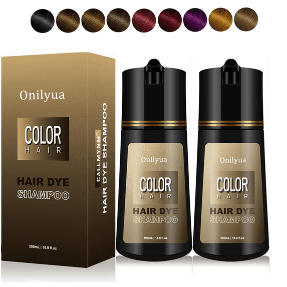 2 Pack Blonde Brown Hair Dye Shampoo 3 in 1, Instant Hair Color Shampoo Changes Hair Color Women & Men, Easy To Use & Lasts 3-4 Weeks & All Hair Types, 16.9 fl.oz