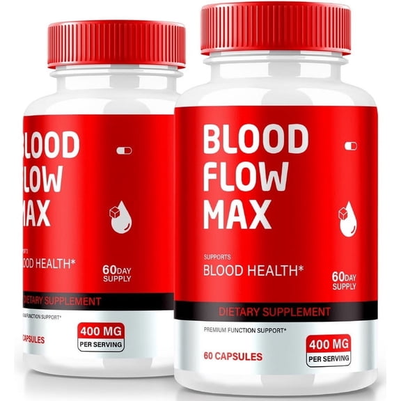 (2 Pack) Blood Flow Max Capsules, Advanced Blood Support Formula, Maximum Strength Supplement for Circulation, All Natural Vitamin Pills for Overall Wellness, BloodFlow Max Reviews (120 Capsules)