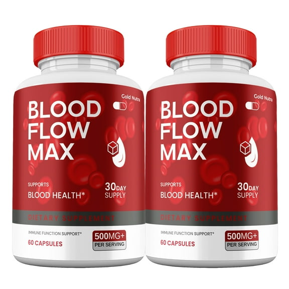 (2 Pack) Blood Flow Max Capsules, High Potency BloodFlow Pills, All Natural Formula for Men, Max+ Supplement, 2 Months Supply