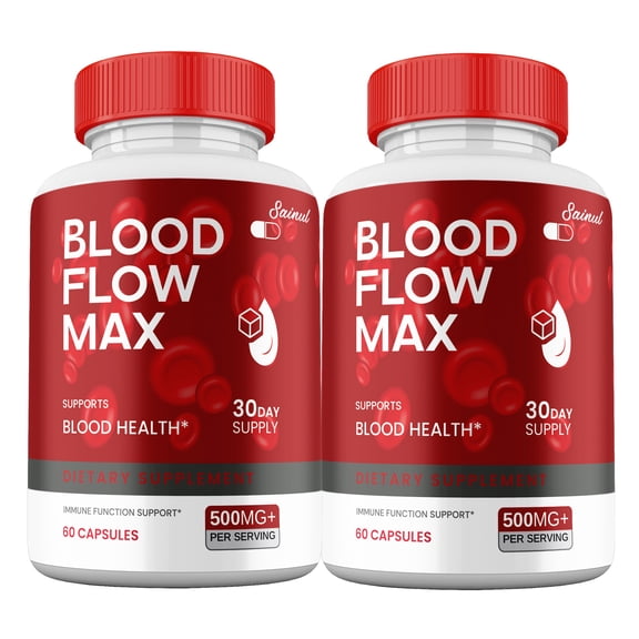 (2 Pack) Blood Flow Max Supplement, High Potency BloodFlow Pills, All Natural Formula for Men, Max+ Capsules, 2 Month Supply