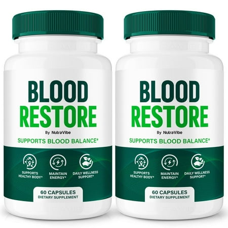 (2 Pack) Blood Restore – Original Formula with a Clean Blend to Support Healthy Circulation, Natural Energy & Balanced Levels | Just 2 Easy-to-Swallow Pills Daily (120 Capsules)