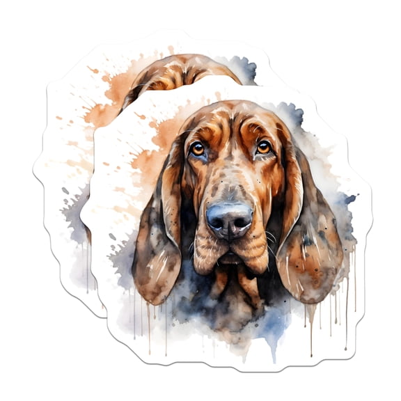(2 Pack) Bloodhound Magnets - Watercolor Dog Breed Art - Hound Dog Owner Home Decor - Unique Canine Enthusiast Collectible - 5 Inches On Longest Side - Thick Durable Magnet - Made in USA - MAG26491