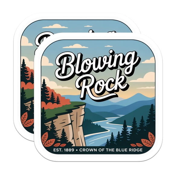 (2 Pack) Blowing Rock Stickers - North Carolina Travel Sticker - Blue Ridge Mountains - 5" On Longest Side - Sticks to Smooth Flat Surfaces - Made in USA - BMCS18600