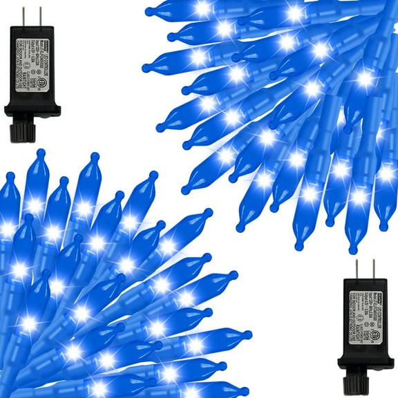 2 Pack Blue Christmas Mini Lights, 32.5FT 100 LED Clear Bulbs String Lights with 16 Light Modes, Fairy Lights Plug in for Outdoor Xmas Trees Garland Wreath Holiday Decorations
